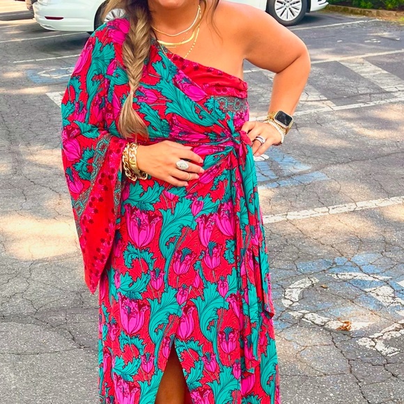 Free People Pardon my French Maxi -Pink and Teal Floral Dress - Picture 3 of 8